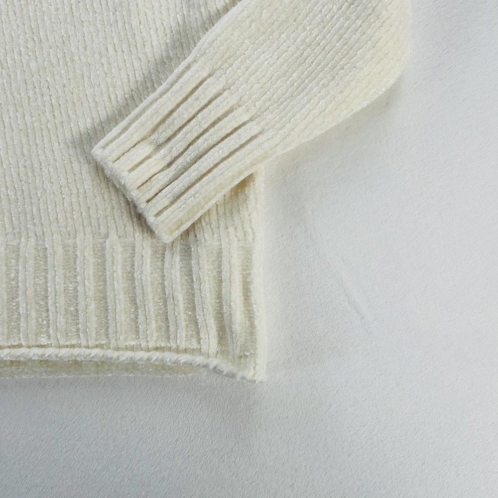 Christian Siriano Sweater Womens Small White Ribbed Knit Crewneck Pullover Soft - Picture 8 of 16